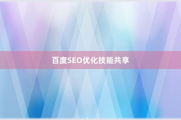 百度SEO优化技能共享